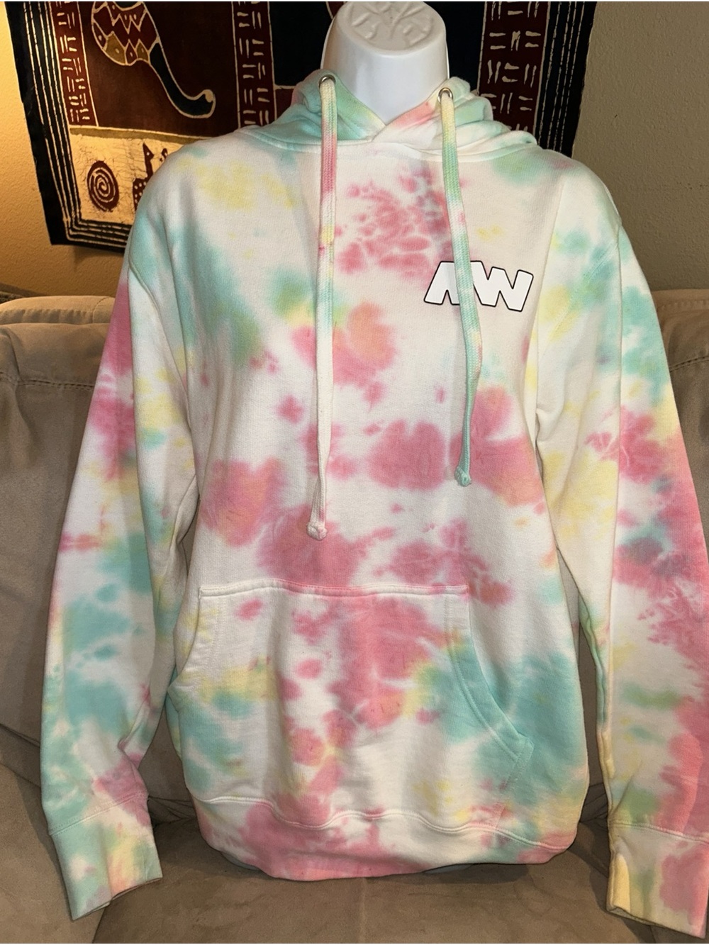 AW Tie-Dye Hoodie in Pink, Teal & Yellow